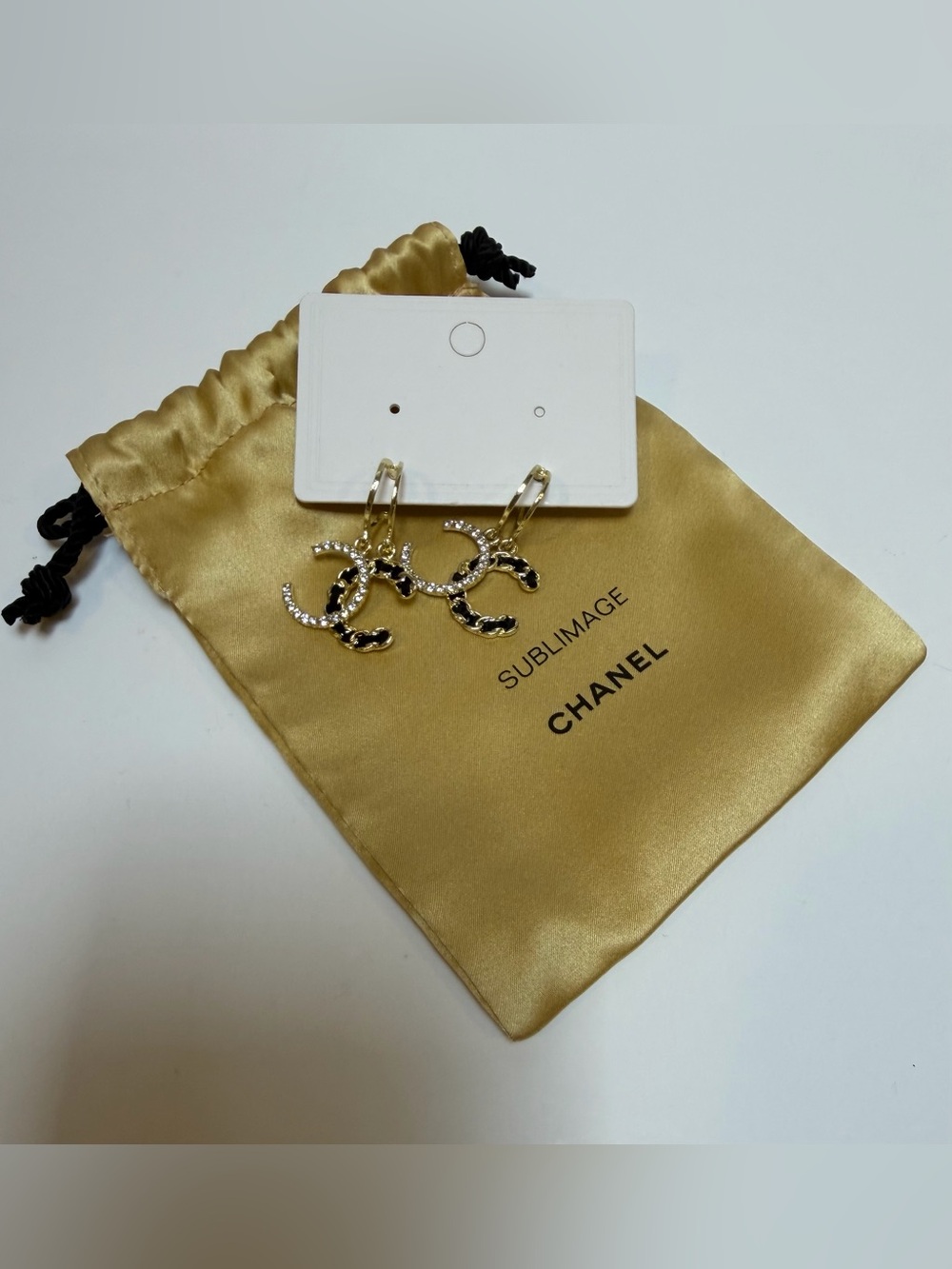 Chanel Beauty Gold Pouch with Earrings NWOT